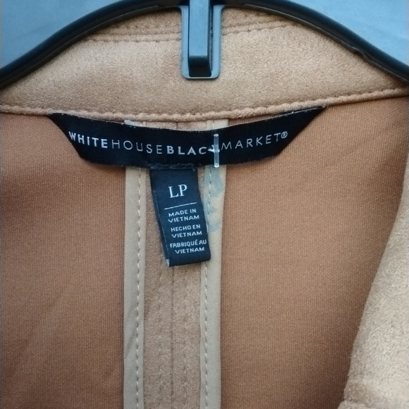 NWOT WHBM Women Sz LP Cropped Faux Suede Jacket Brown, Front Zip Spread Collar - Picture 6 of 12